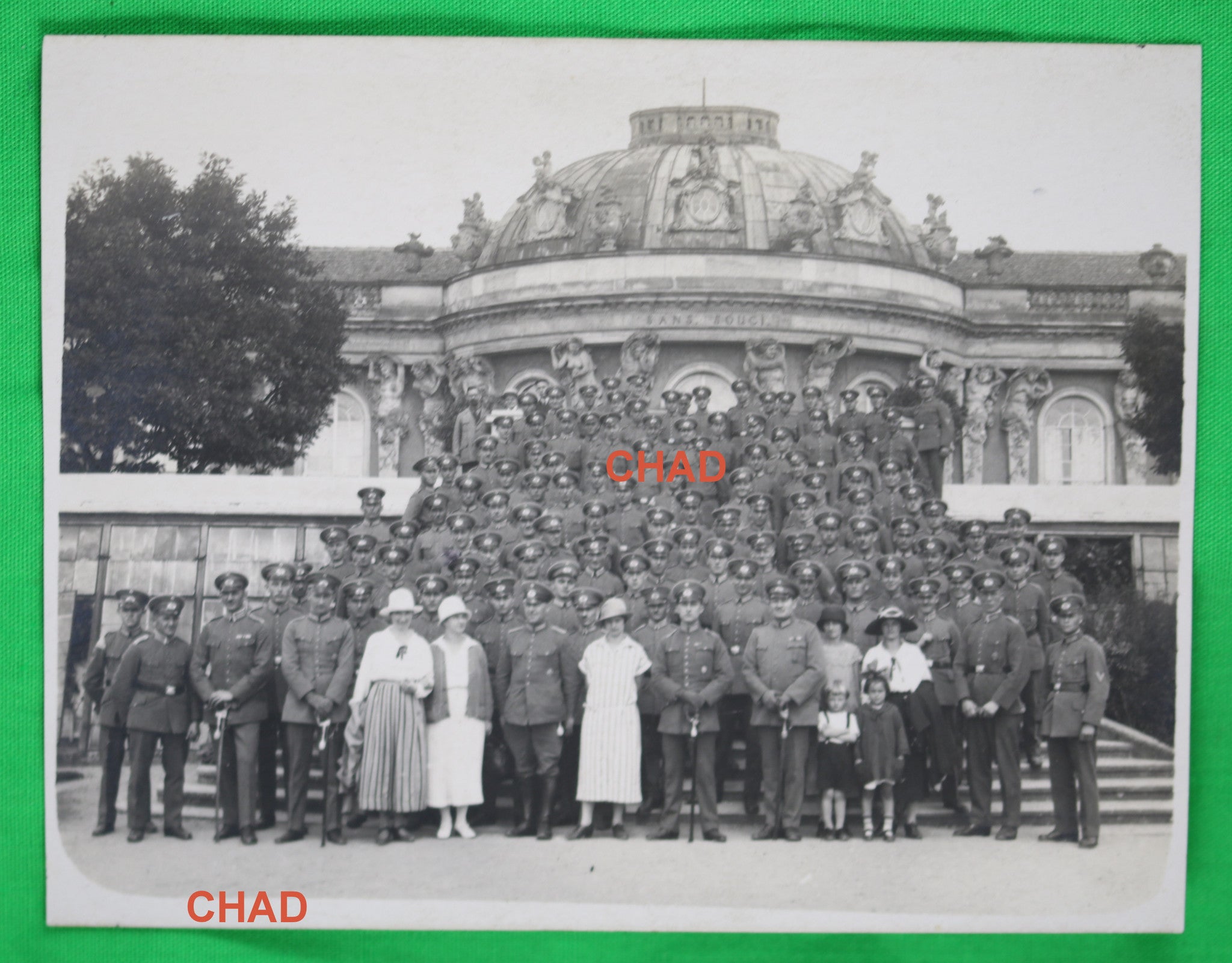WW2 photo postcard large number German officers in front of Sanssouci Palace in Potsdam WW2 photo postcard large number German officers in front of Sanssouci Palace in Potsdam