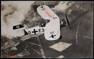WW2 photo postcard of German Henschel Hs 123 in flight