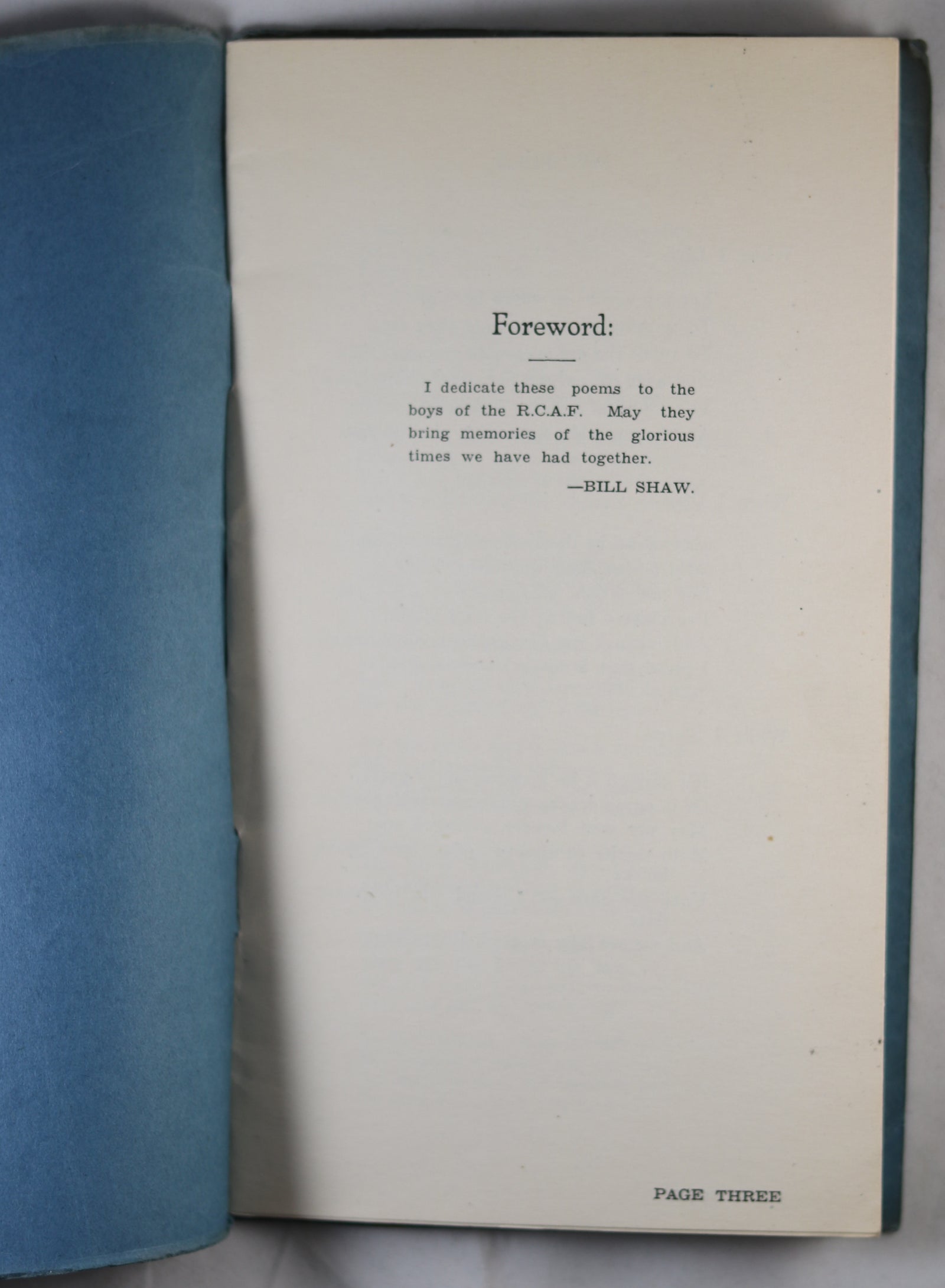 WW2 poetry book ‘Rhymes of the R.C.A.F.’ by Bill Shaw