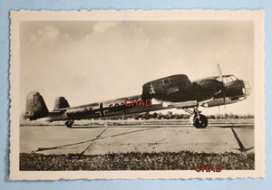 WW2 propaganda photo of German Dornier Do 215 on tarmac