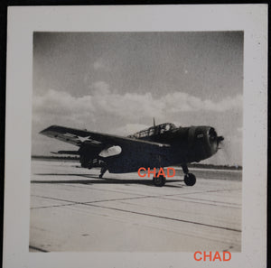 WW2 two photos of American fighter plane taxing on tarmac