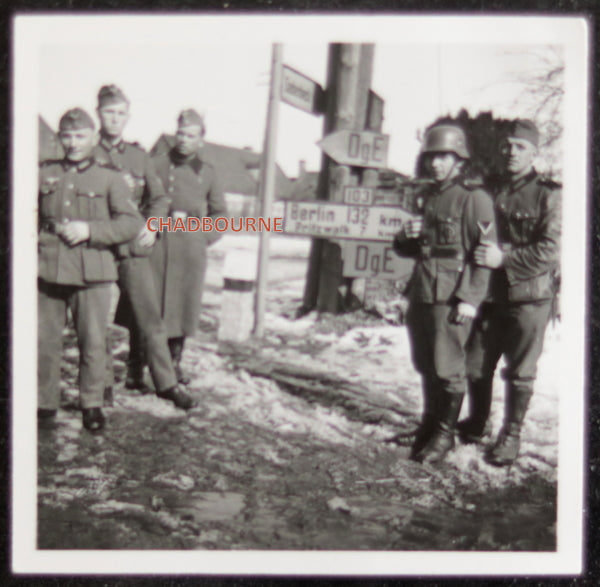 WW2 photo German soldiers at direction and distance post in Germany