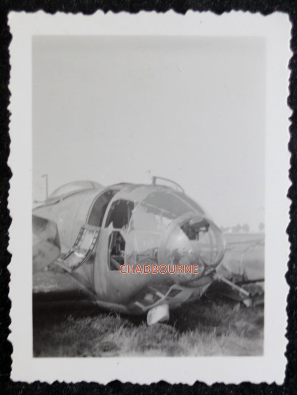 WW2 photo of crashed German Heinkel He-111 plane