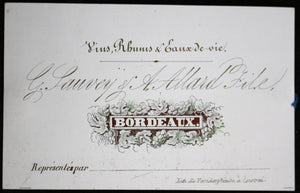XIXe carte de visite maison de vin Sauvey et Allard à Bordeaux