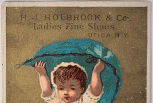 c. 1880s USA 4 trade cards Holbrook Fine Ladies Shoes Utica NY