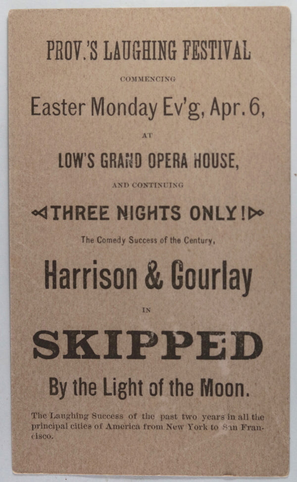 c.1885 Providence RI advertising ‘Skipped by the Light of the Moon’