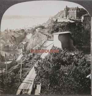 c. 1905 Quebec City stereoscopic photo Chateau Frontenac, Old Town