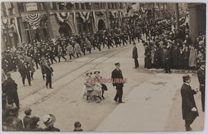 c.1910s Middleboro MA photo postcard Odd Fellows parade with goat