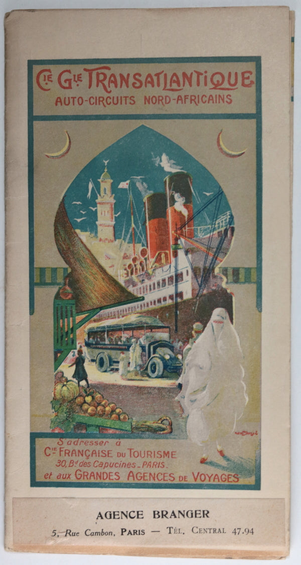 c.1920 tourisme auto-circuit nord-Africain Cie. Gle. Transatlantique