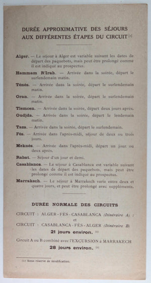 c.1920 tourisme auto-circuit nord-Africain Cie. Gle. Transatlantique