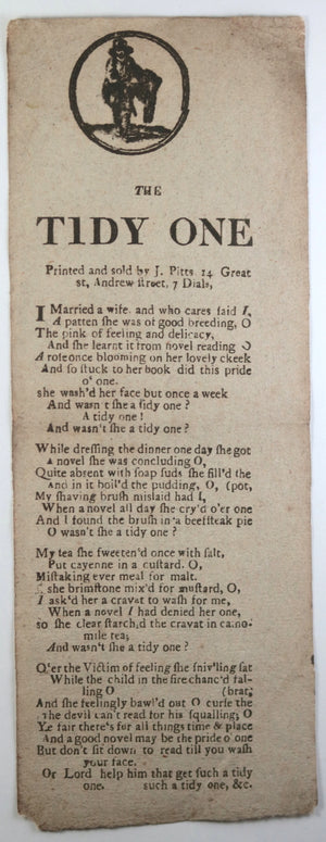 c. 1810 London UK broadside ballad sheet ‘The Tidy One” by J. Pitts 