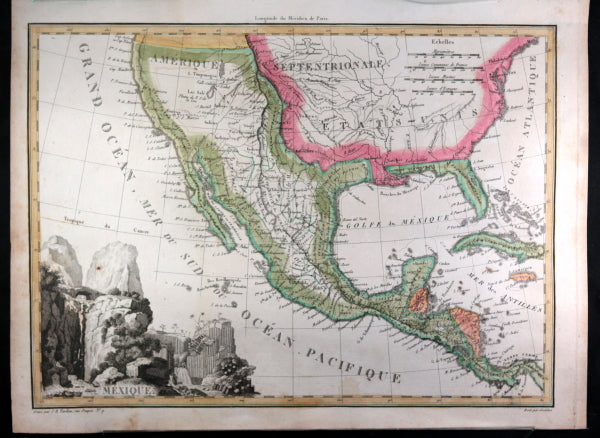 c. 1819 Tardieu map of Mexico, Western USA and Caribbean
