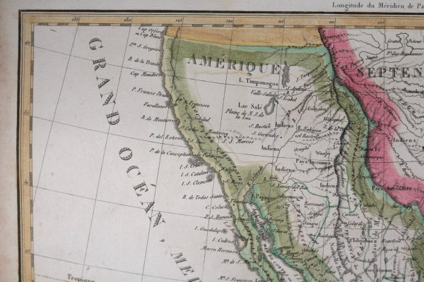 c. 1819 Tardieu map of Mexico, Western USA and Caribbean