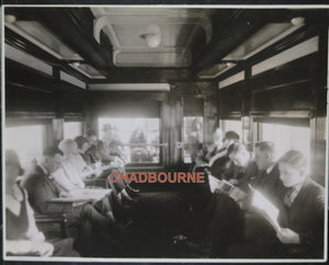Canada interior photo of CNR railway reading & observation car c. 1930